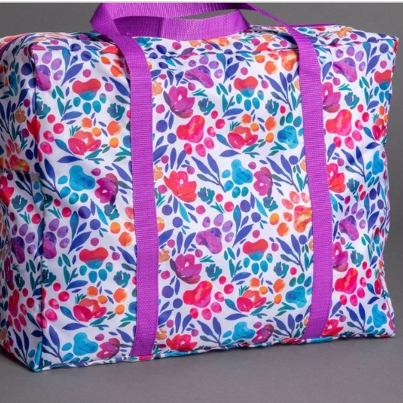 Floral Paw Print Packable Duffel Bag NWT - Picture 3 of 11